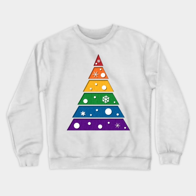 LGBT Rainbow Xmas Tree Crewneck Sweatshirt by LiveLoudGraphics